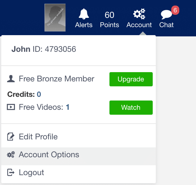 click on account and then account options
