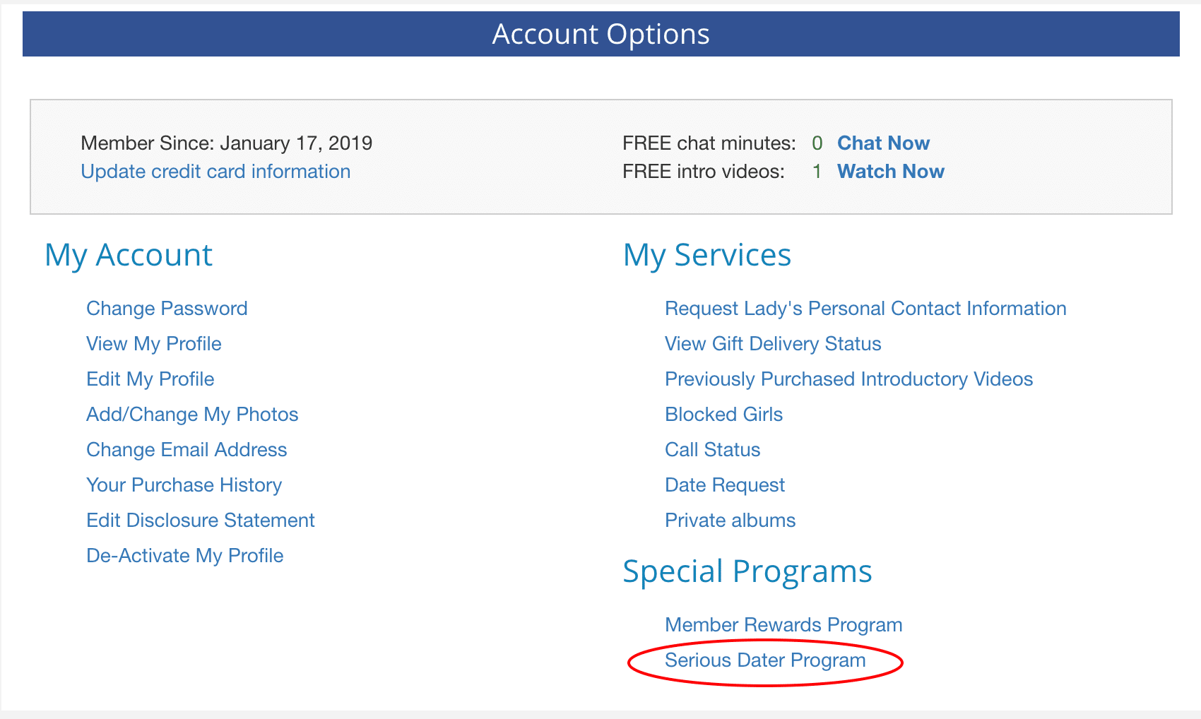 serious dater program dream singles
