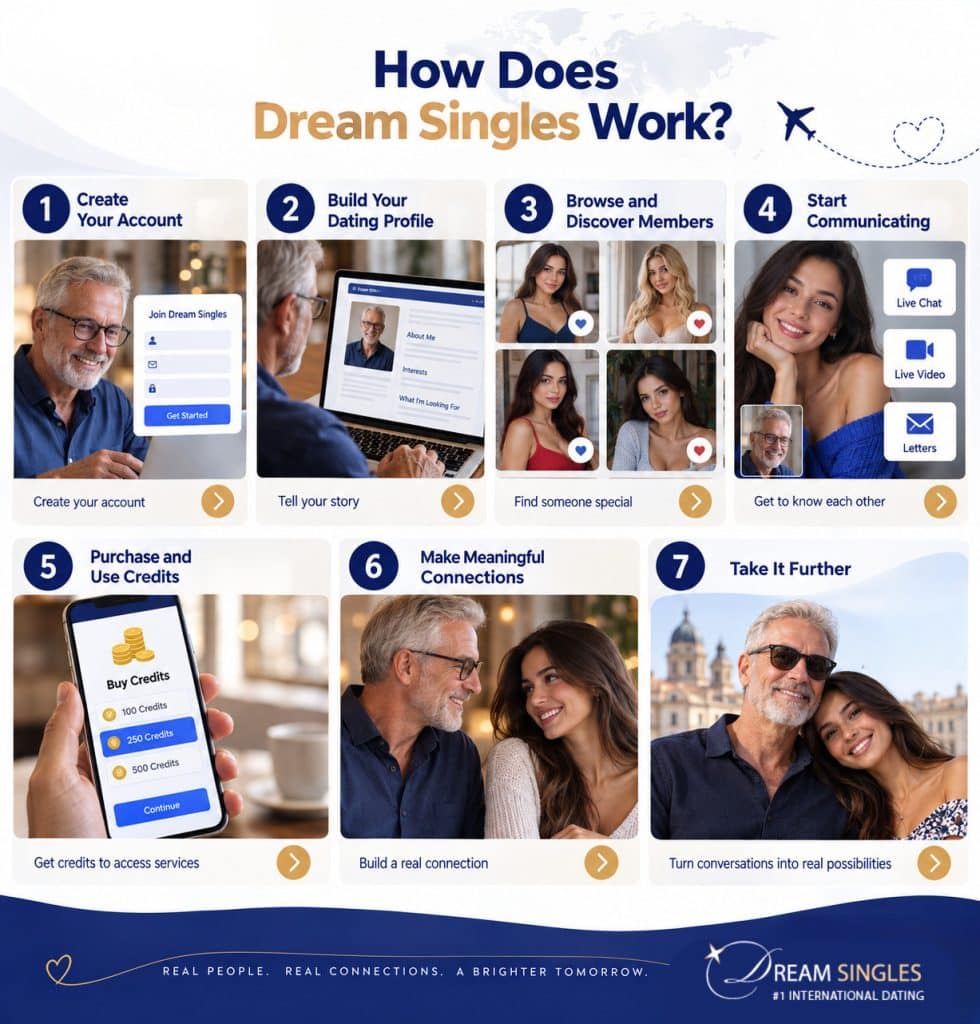 How Dream Singles Works: The Essential Guide to Credits, Membership, Verification & Communication 3 How Does Dream Singles Work in 7 Steps